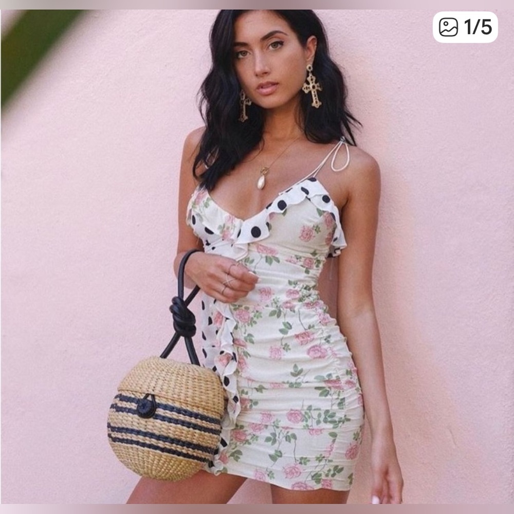 For Love & Lemons Mochi Dress in Creme Roses